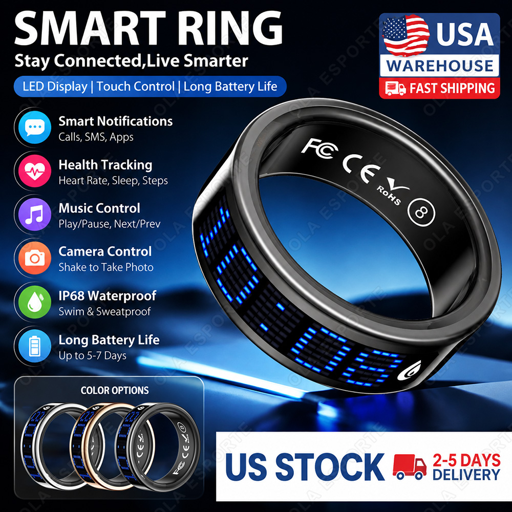 Smart Ring Health Tracker Heart Rate Sleep - New 2026 Call ID Reminder Smart