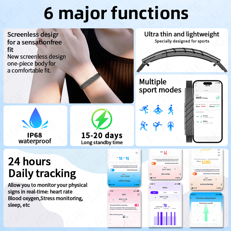 LIGE Casual Smart Bracelet Fit - Smart Ring Step Calorie Fitness Monitor recension och pris