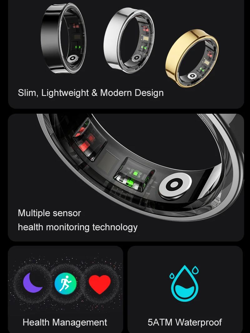 New Smart Ring R09 Health Moni - Smart Ring Health Tracker Heart Rate Sleep recension och pris